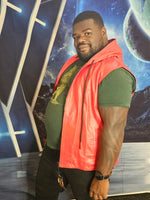 OnF Leather Hoodie in Red