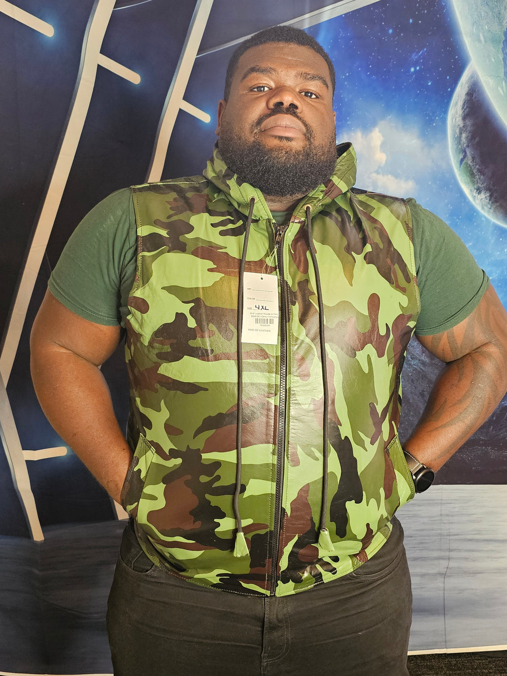 OnF Leather Hoodie in Camo