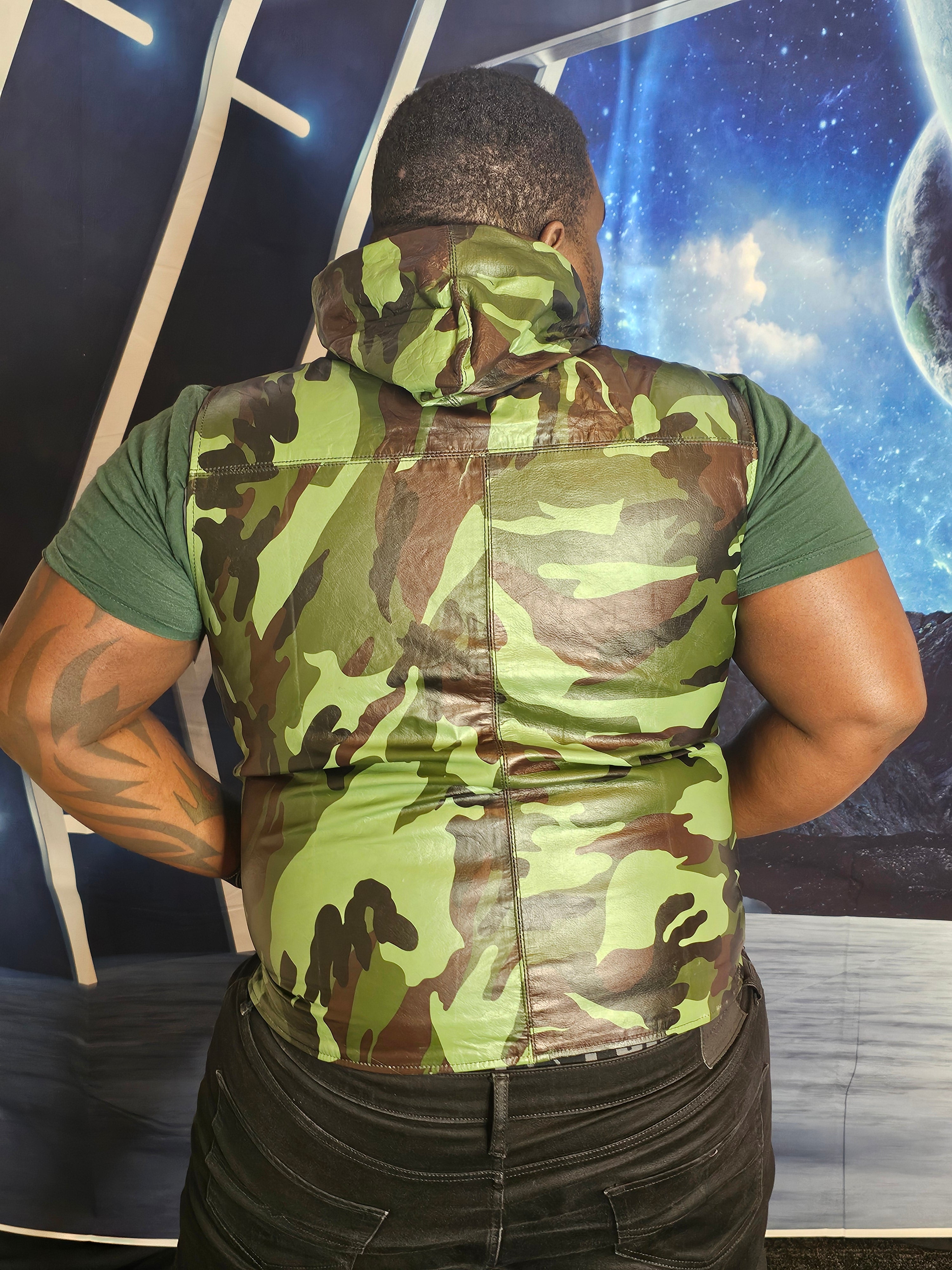 OnF Leather Hoodie in Camo