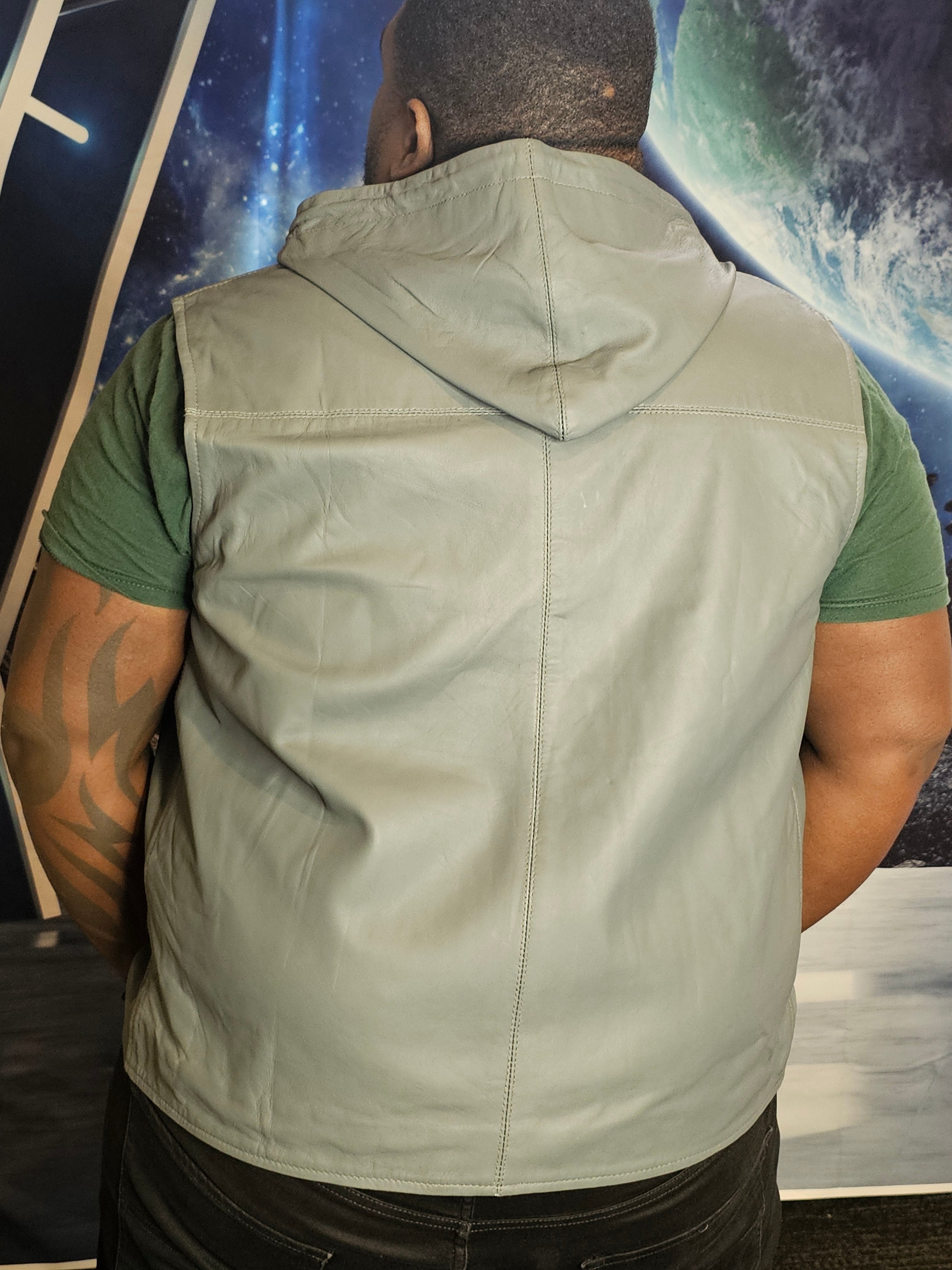 OnF Leather Hoodie in Grey