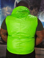 OnF Leather Hoodie in Neon Green