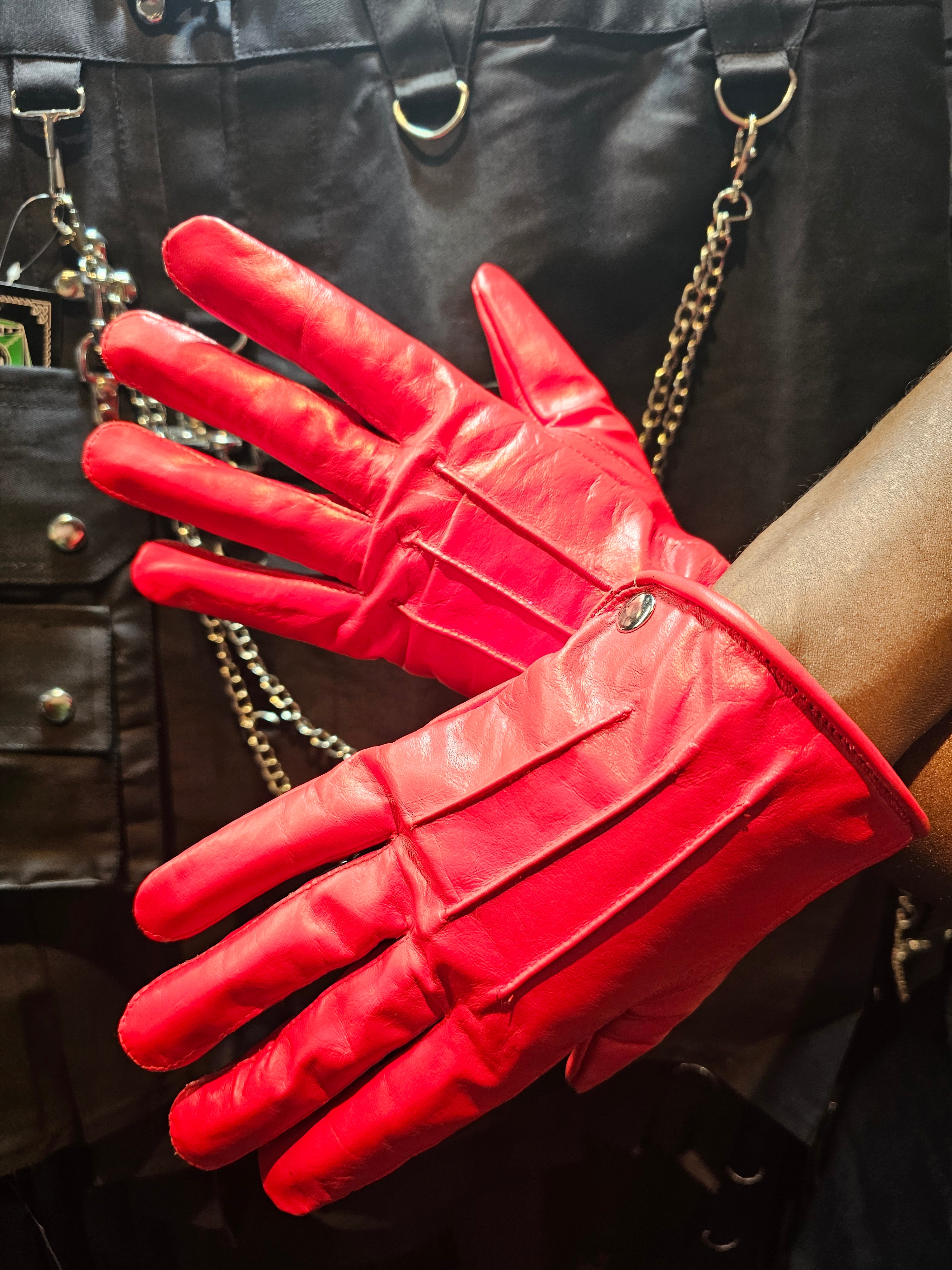 Guantes de cuero de competición (compatibles con teléfonos móviles)