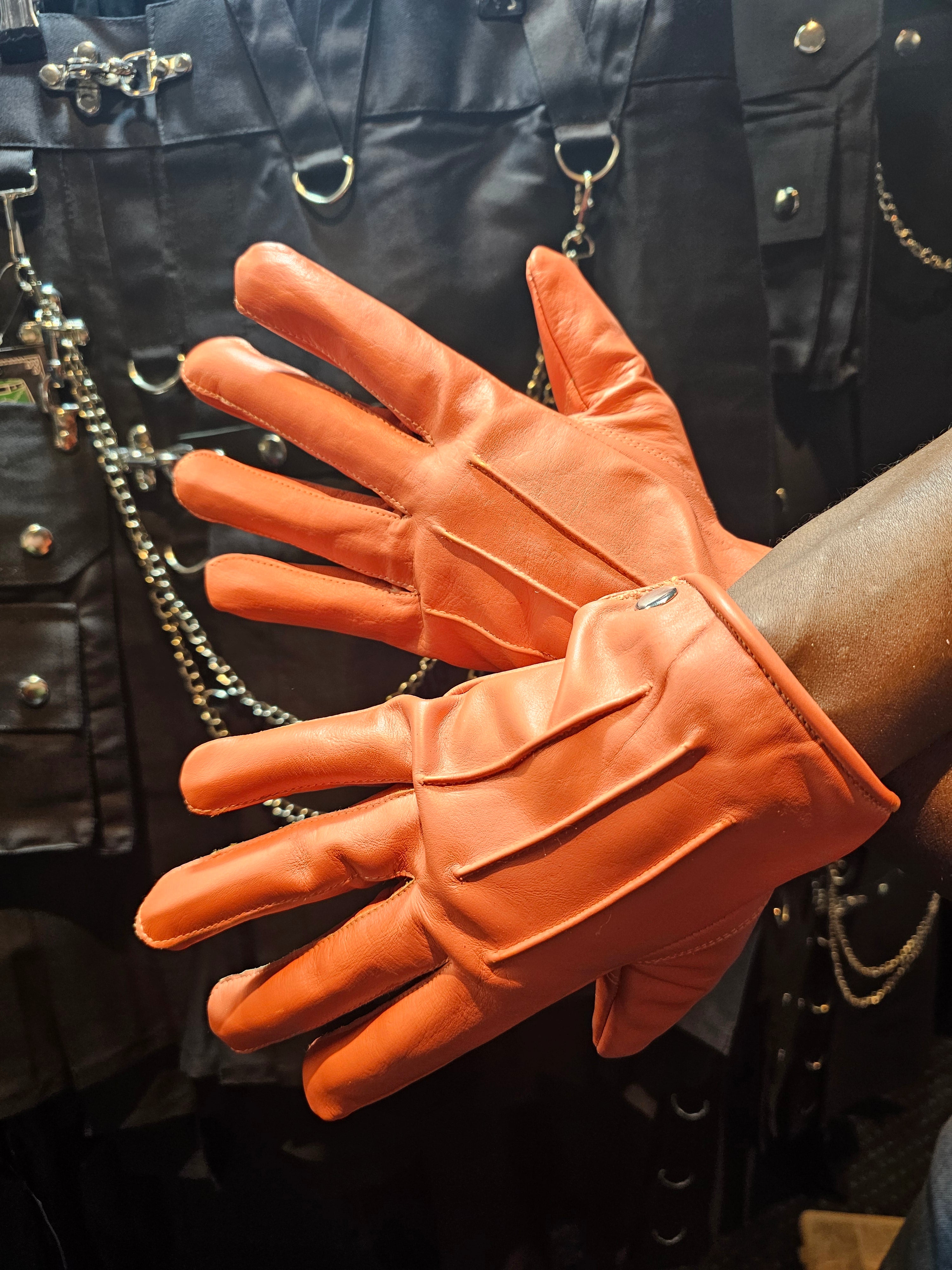 Guantes de cuero de competición (compatibles con teléfonos móviles)