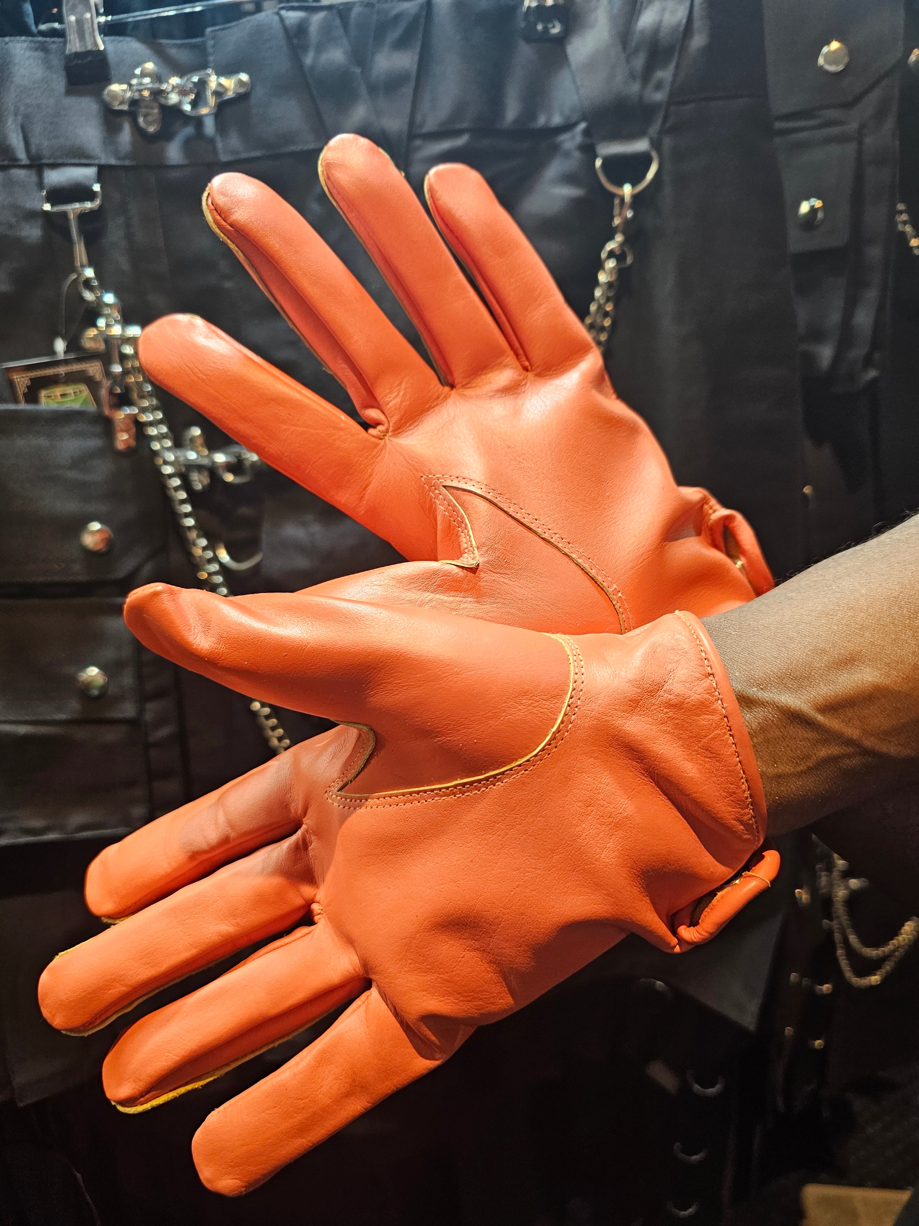 Guantes de cuero de competición (compatibles con teléfonos móviles)