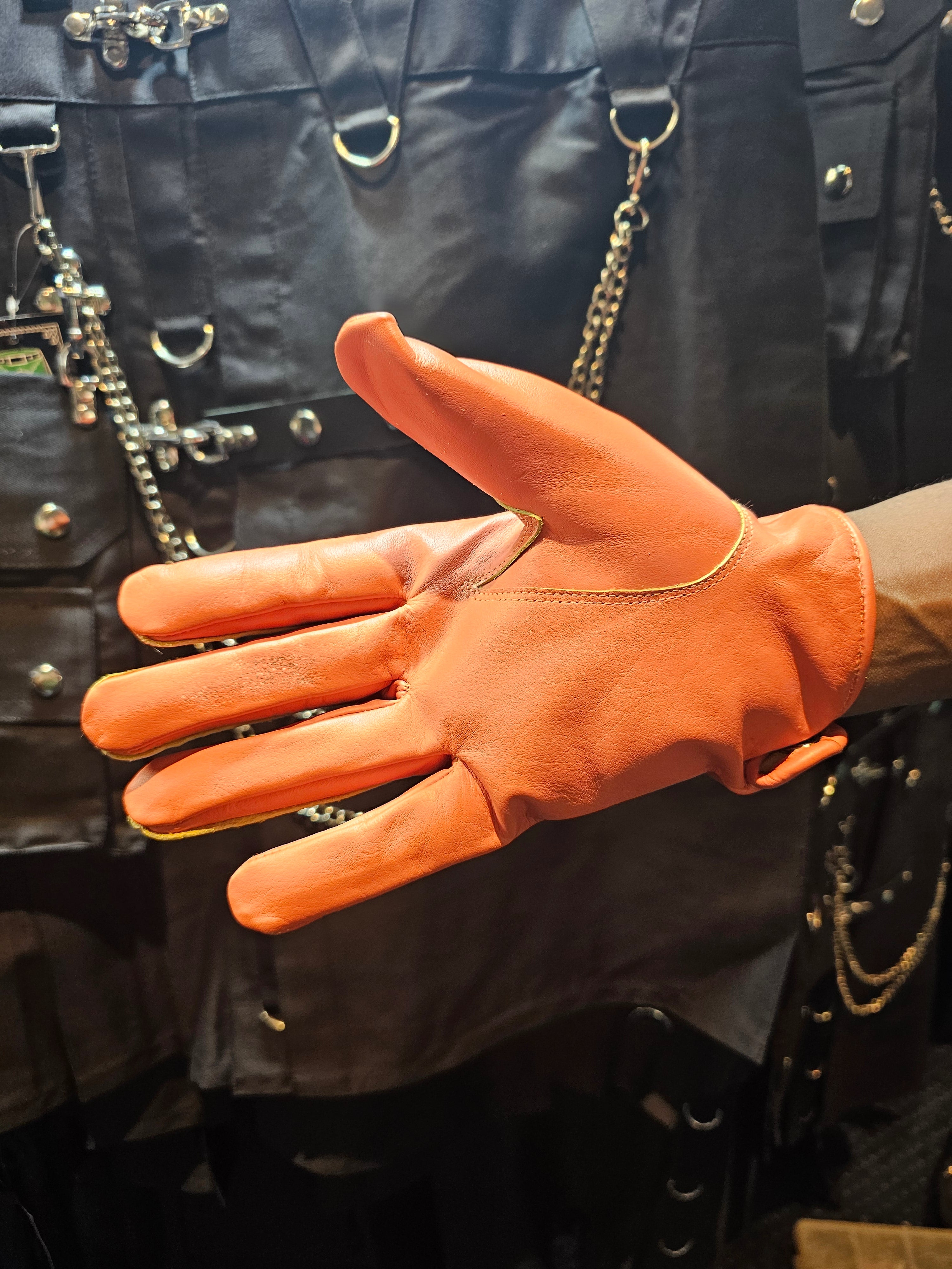 Guantes de cuero de competición (compatibles con teléfonos móviles)