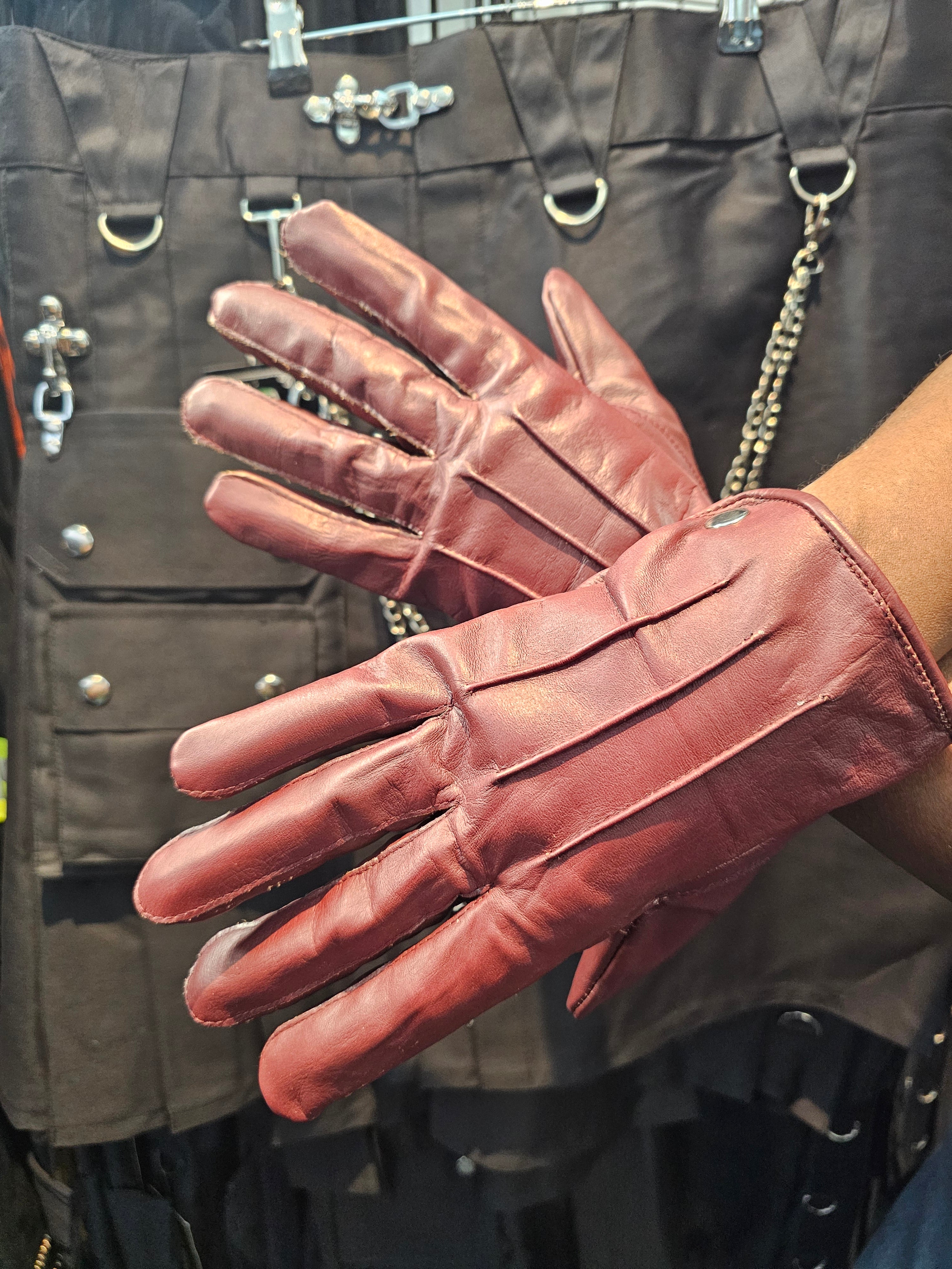 Guantes de cuero de competición (compatibles con teléfonos móviles)