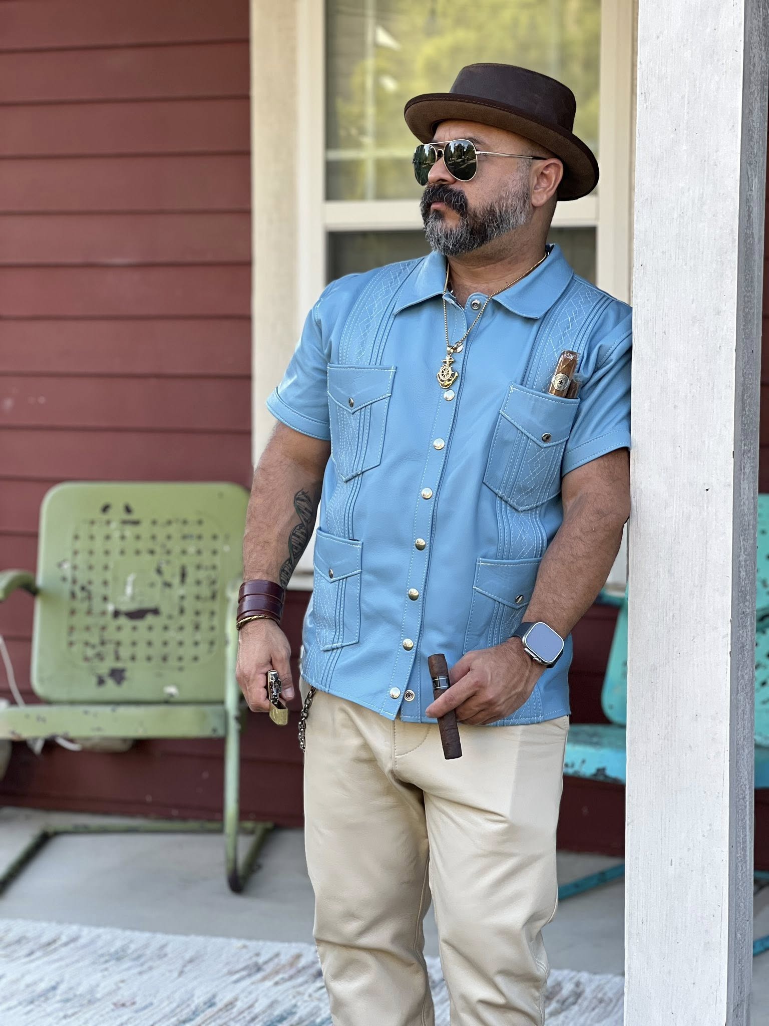 Leather Guayaberas Shirt