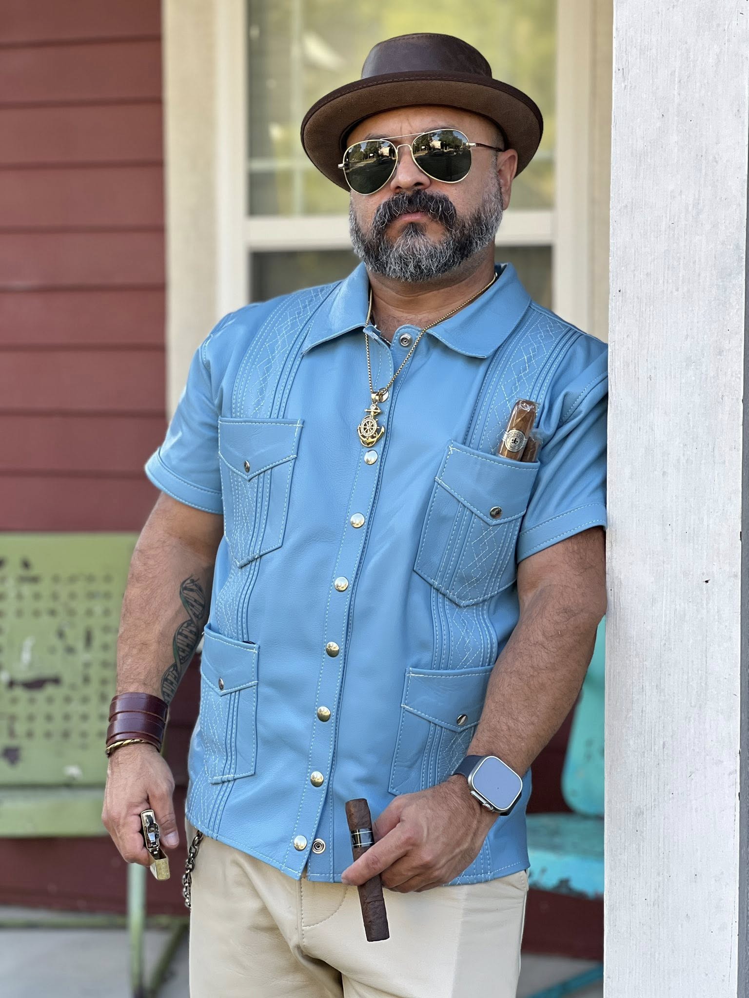 Leather Guayaberas Shirt