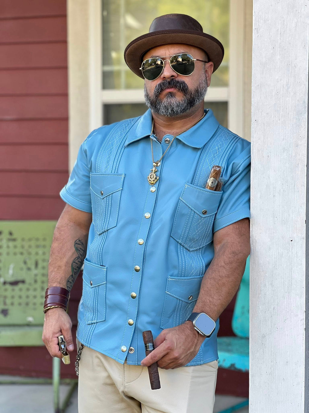 Leather Guayaberas Shirt