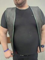 OnF Leather Bar Vest - Black with Hunter Green Highlights
