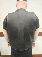 OnF Leather Bar Vest - Black with Hunter Green Highlights
