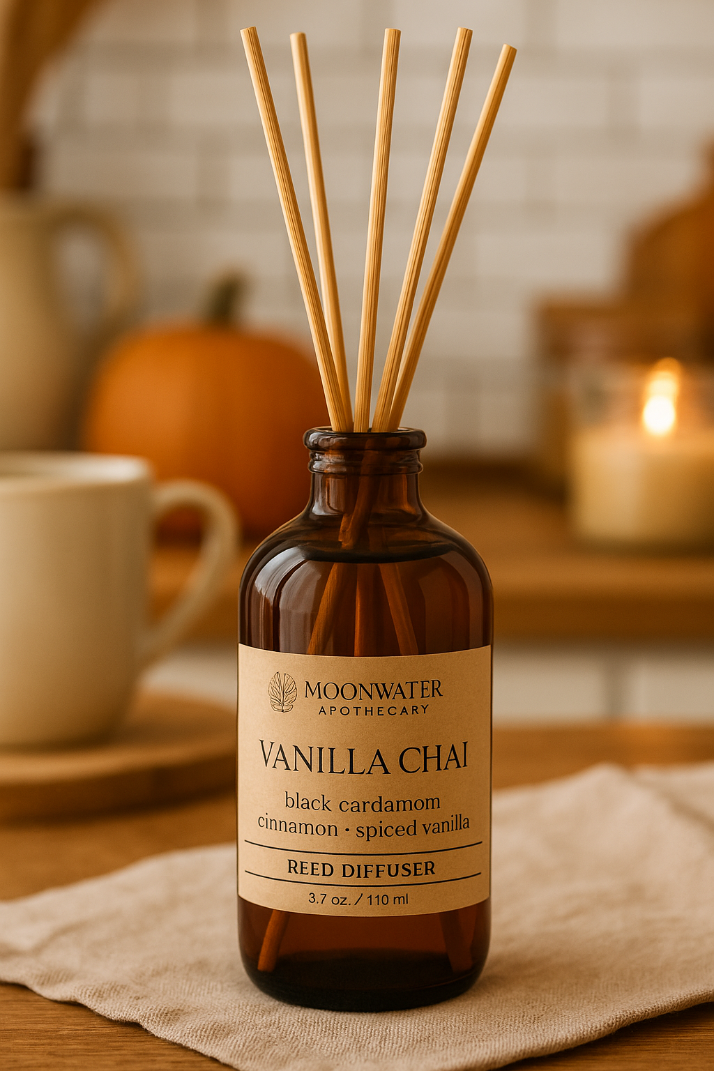 Vanilla Chai - REED DIFFUSER & ROOM SPRAY -- Spiced, Sweet Cream Aroma. by Moon Water Apothecary