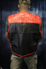 OnF Leather Bar Vest - Black with Paisley Leather Yoke