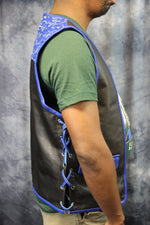 OnF Leather Bar Vest - Black with Paisley Leather Yoke