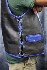 OnF Leather Bar Vest - Black with Paisley Leather Yoke