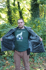 Veste en cuir et fourrure à carreaux jaunes par Otter and The Fox