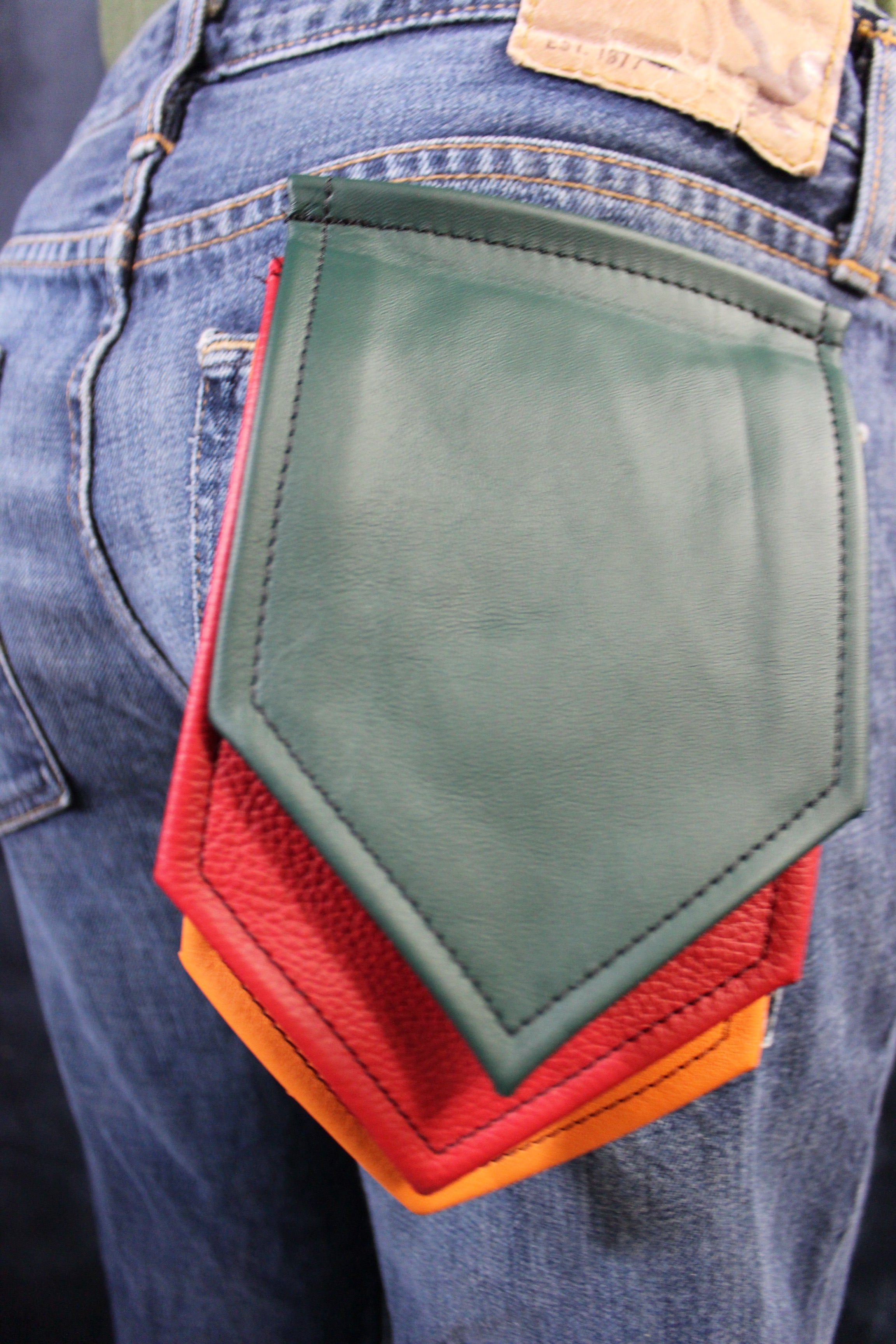 Interchangeable Layered Leather Pocket Flag