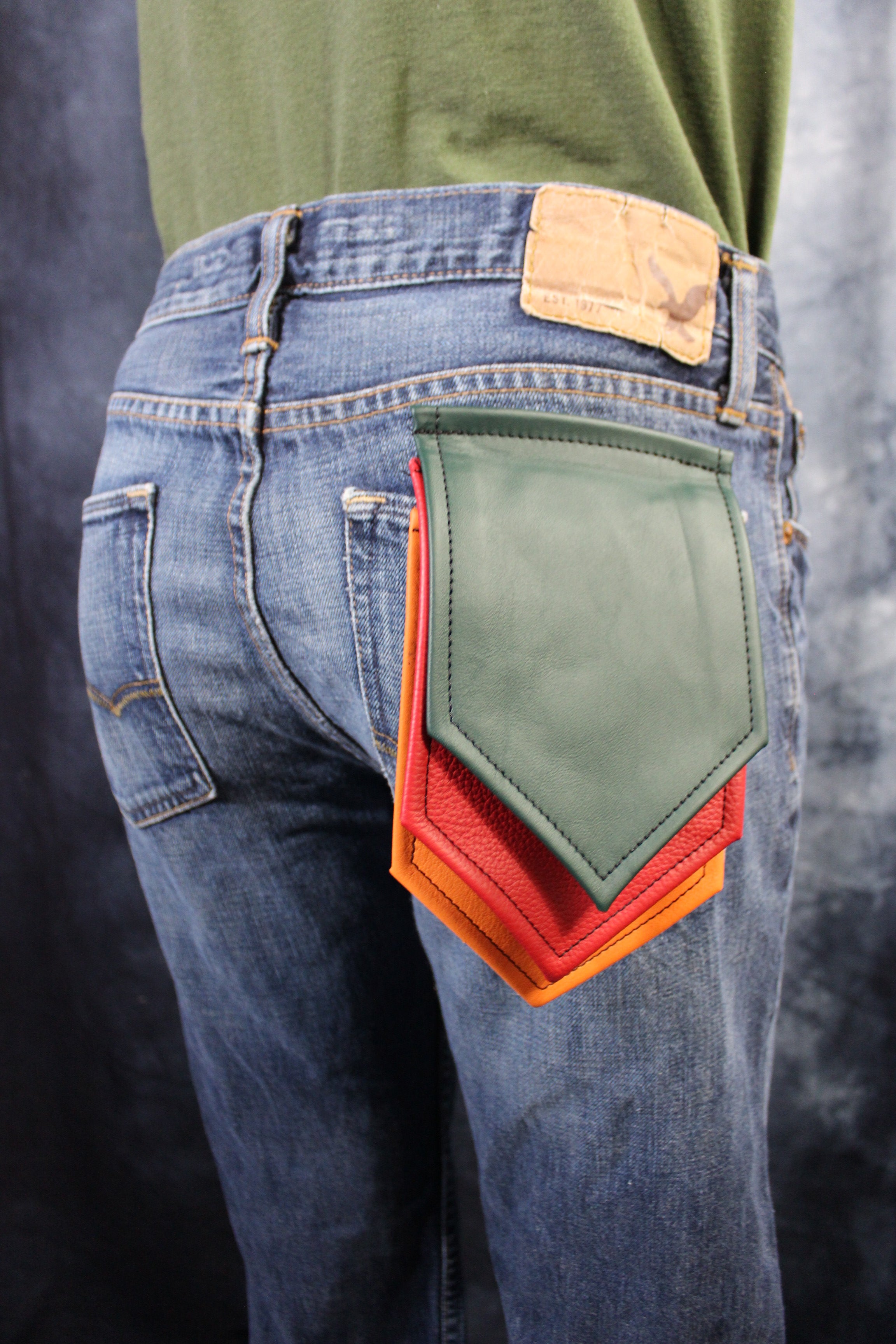 Interchangeable Layered Leather Pocket Flag