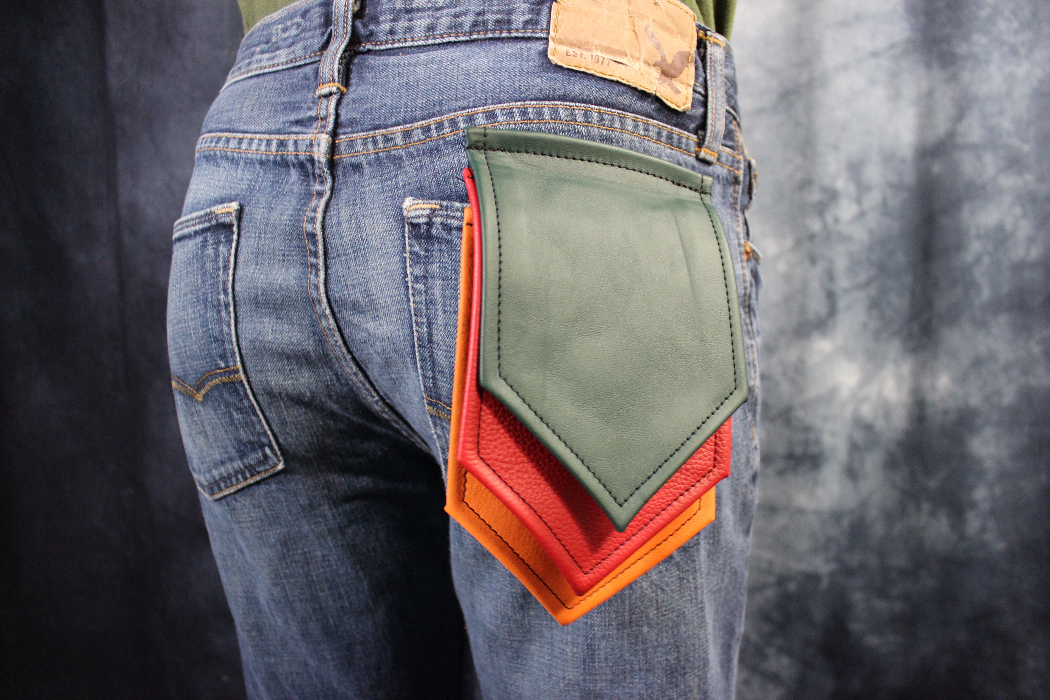 Interchangeable Layered Leather Pocket Flag