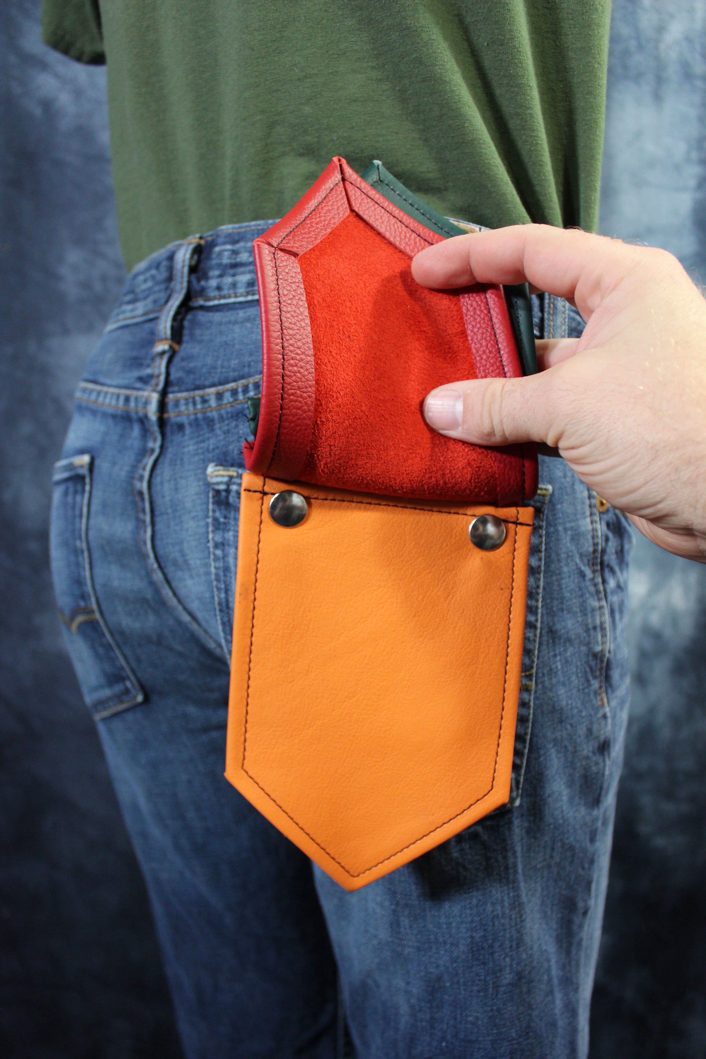 Interchangeable Layered Leather Pocket Flag