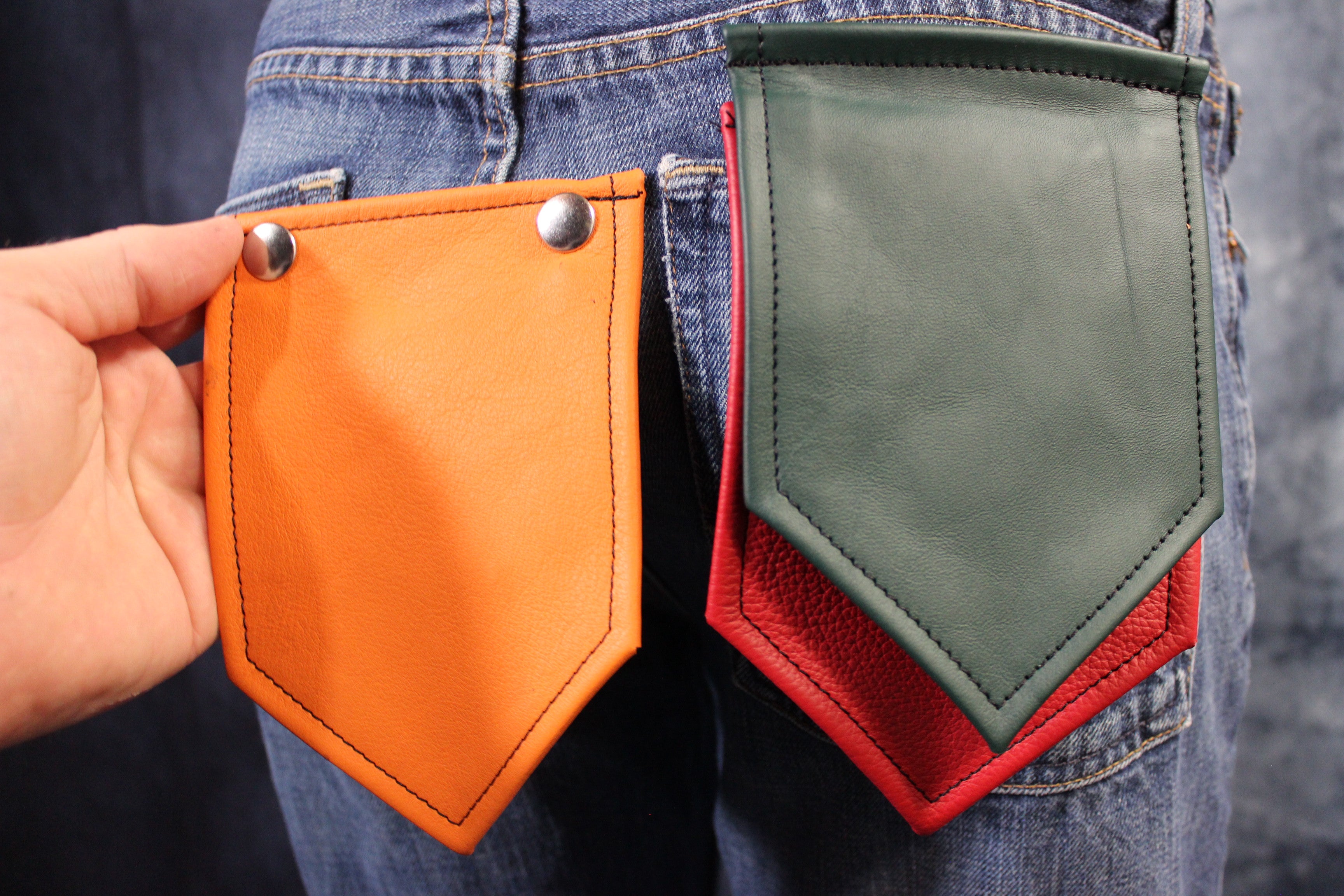 Interchangeable Layered Leather Pocket Flag