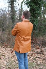 Veste de sport en cuir OnF en beige camel