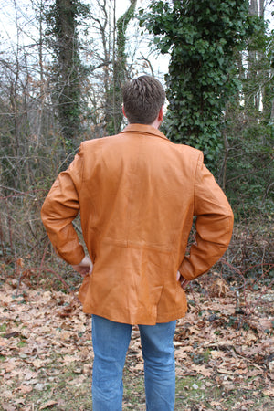 OnF Leather Sport Jacket in Camel Tan