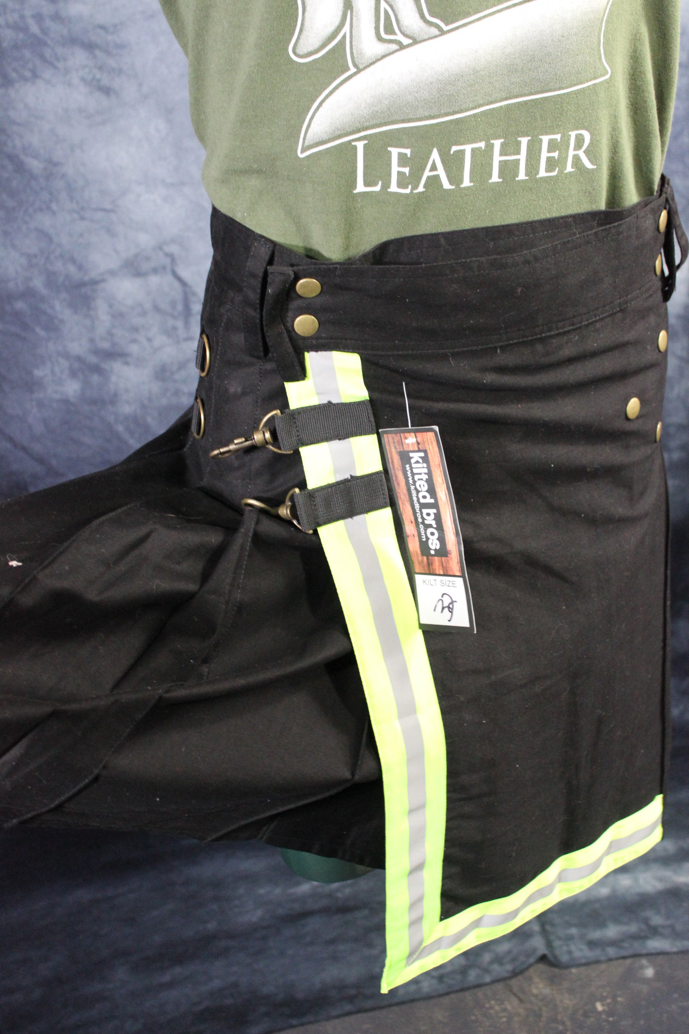 Classic KiltedBros Firefighter Kilt in Black and Florescent Green