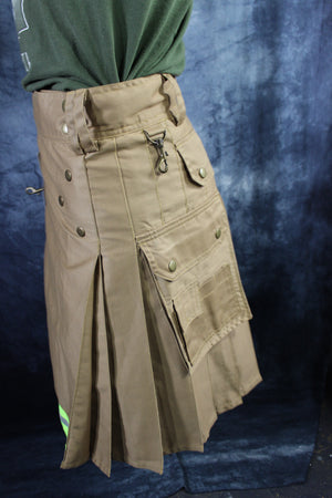 Classic KiltedBros Firefighter Kilt in Tan and Florescent Green