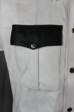 OnF Leather Shirts in White with Black Highlights