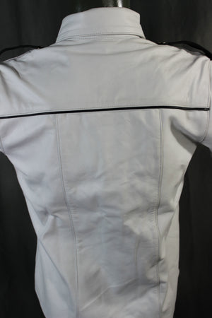 OnF Leather Shirts in White with Black Highlights