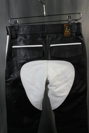 Pantalon formel en cuir OnF noir avec reflets blancs