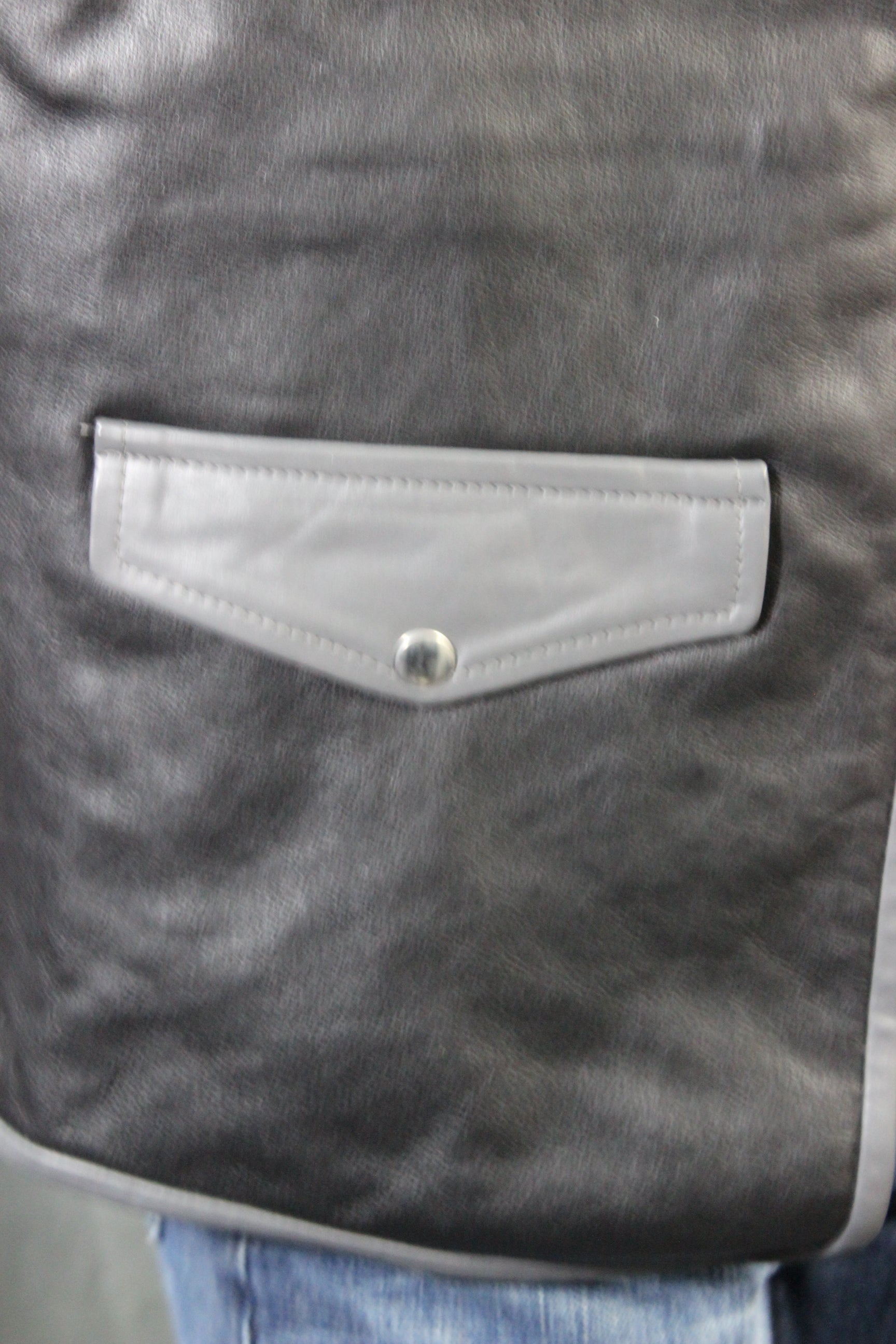 OnF Leather Bar Vest - Black with Grey Highlights