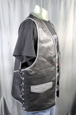 OnF Leather Bar Vest - Black with Grey Highlights