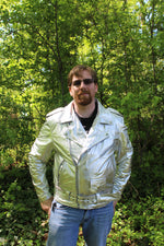 OnF Leather Biker Jackets in Silver