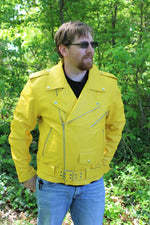 OnF Leather Biker Jackets in Yellow