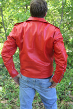 Vestes de motard en cuir OnF en rouge