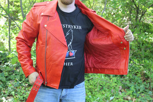 OnF Leather Biker Jackets in Red