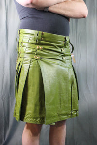 OnF Leather Kilt in Spring Green