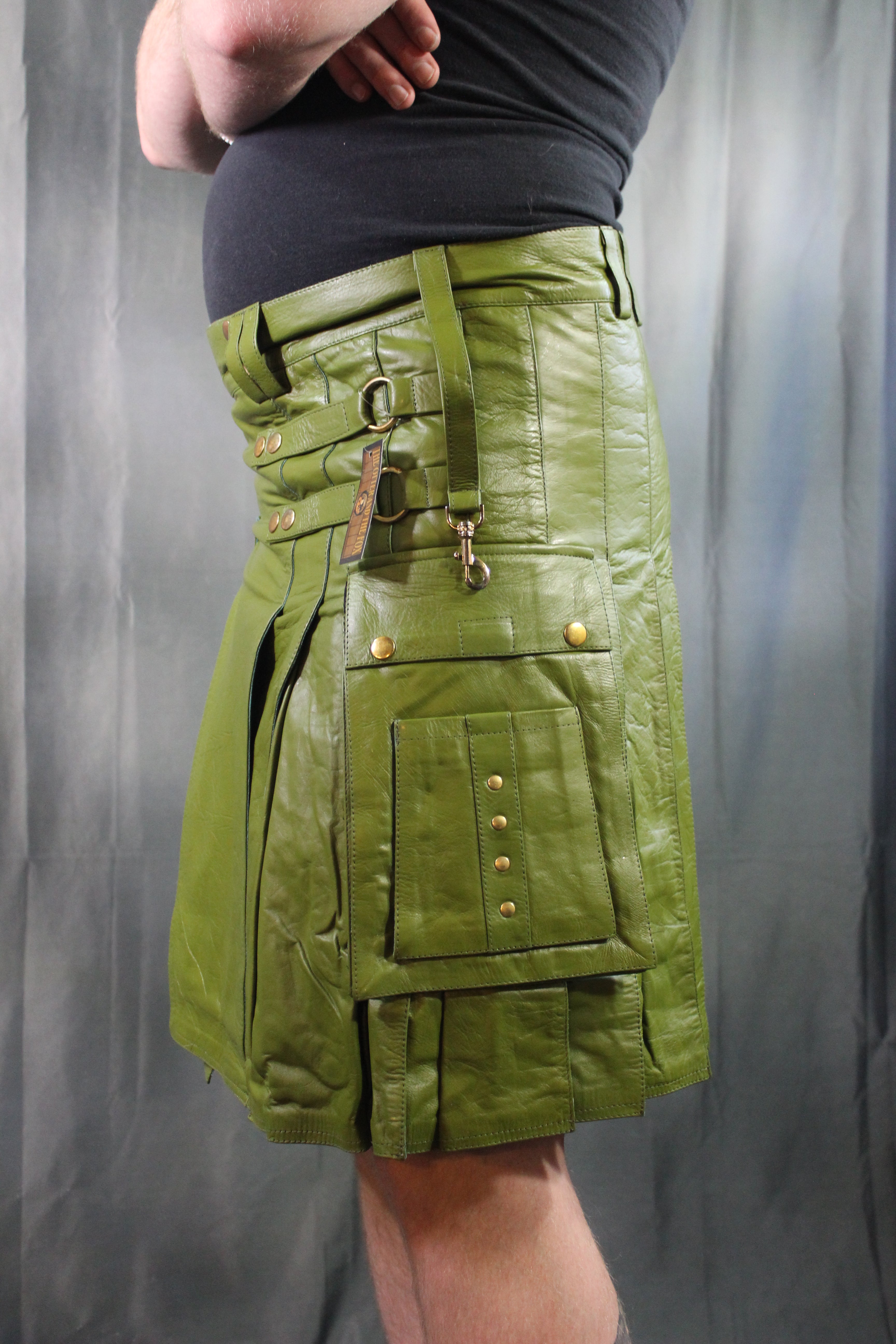 OnF Leather Kilt in Spring Green