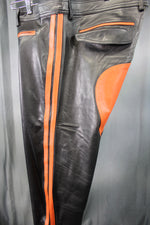 Pantalon formel en cuir OnF noir avec reflets orange