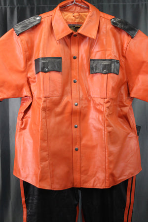 OnF Leather Shirts in Orange with Black Highlights