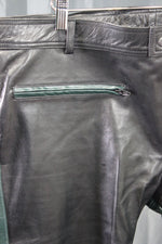 OnF Leather Formal Pants in Black with Hunter Green Highlights