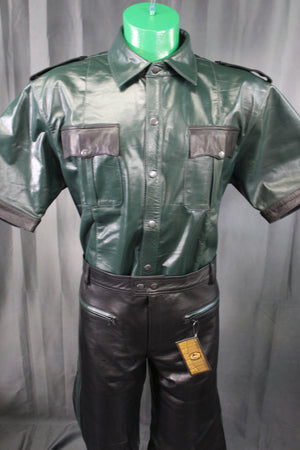 OnF Leather Shirts in Hunter Green with Black Highlights