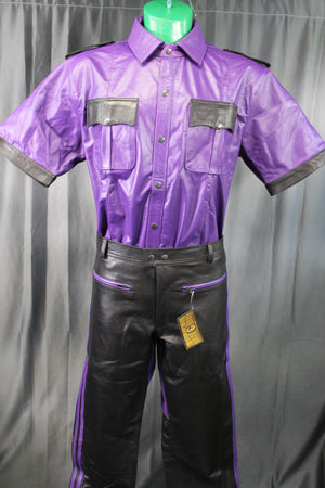 OnF Leather Shirts in Purple with Black Highlights