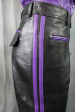 OnF Leather Formal Pants in Black with Purple Highlights