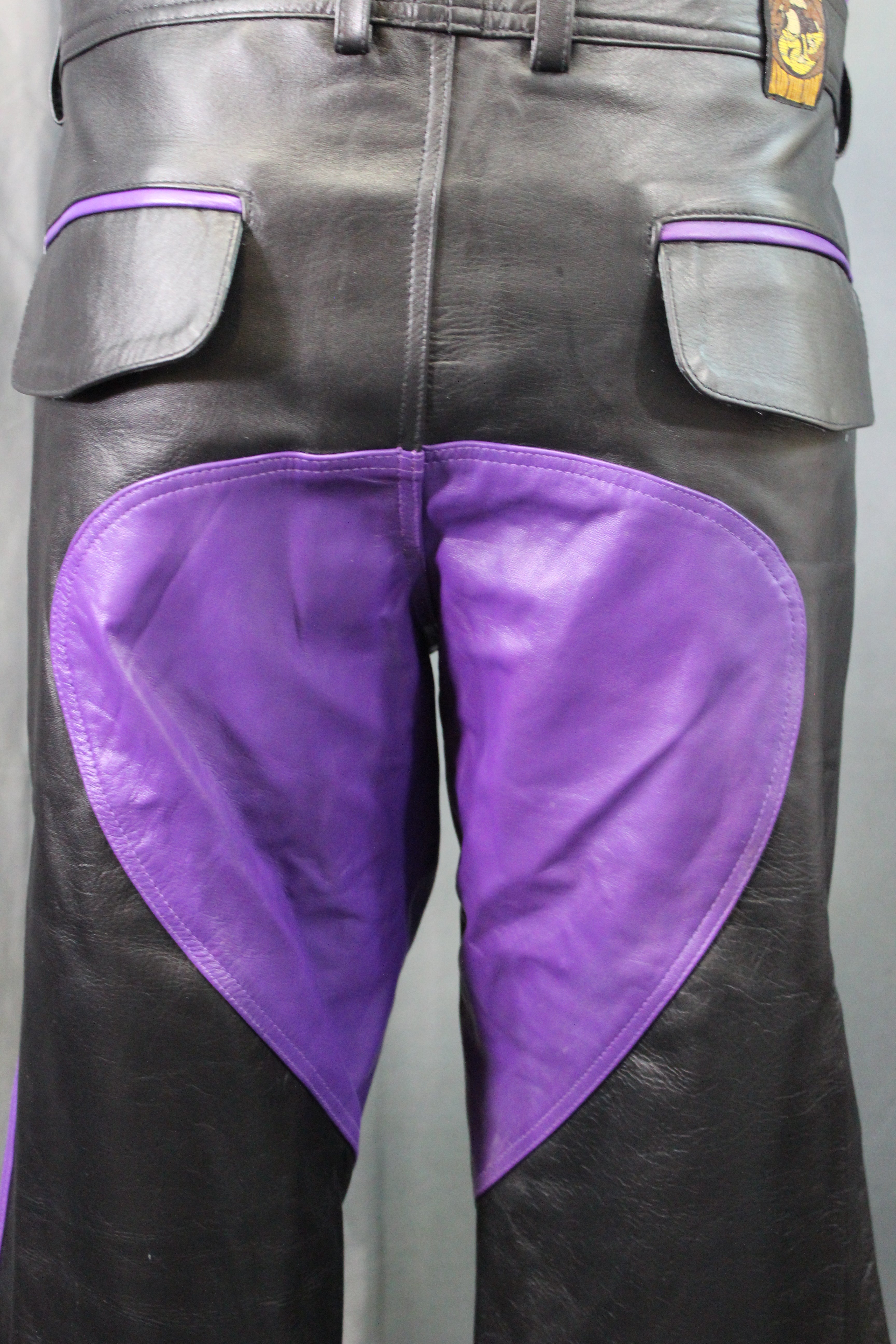 OnF Leather Formal Pants in Black with Purple Highlights