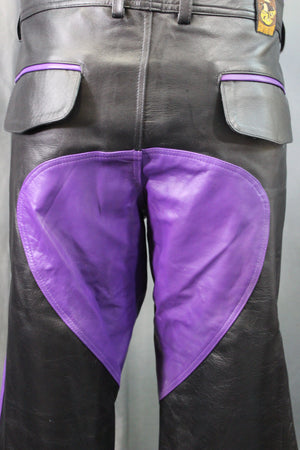 Pantalon formel en cuir OnF noir avec reflets violets