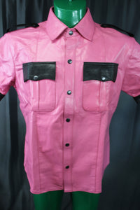 OnF Leather Shirts in Pink with Black Highlights