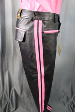 OnF Leather Formal Pants in Black with Pink Highlights